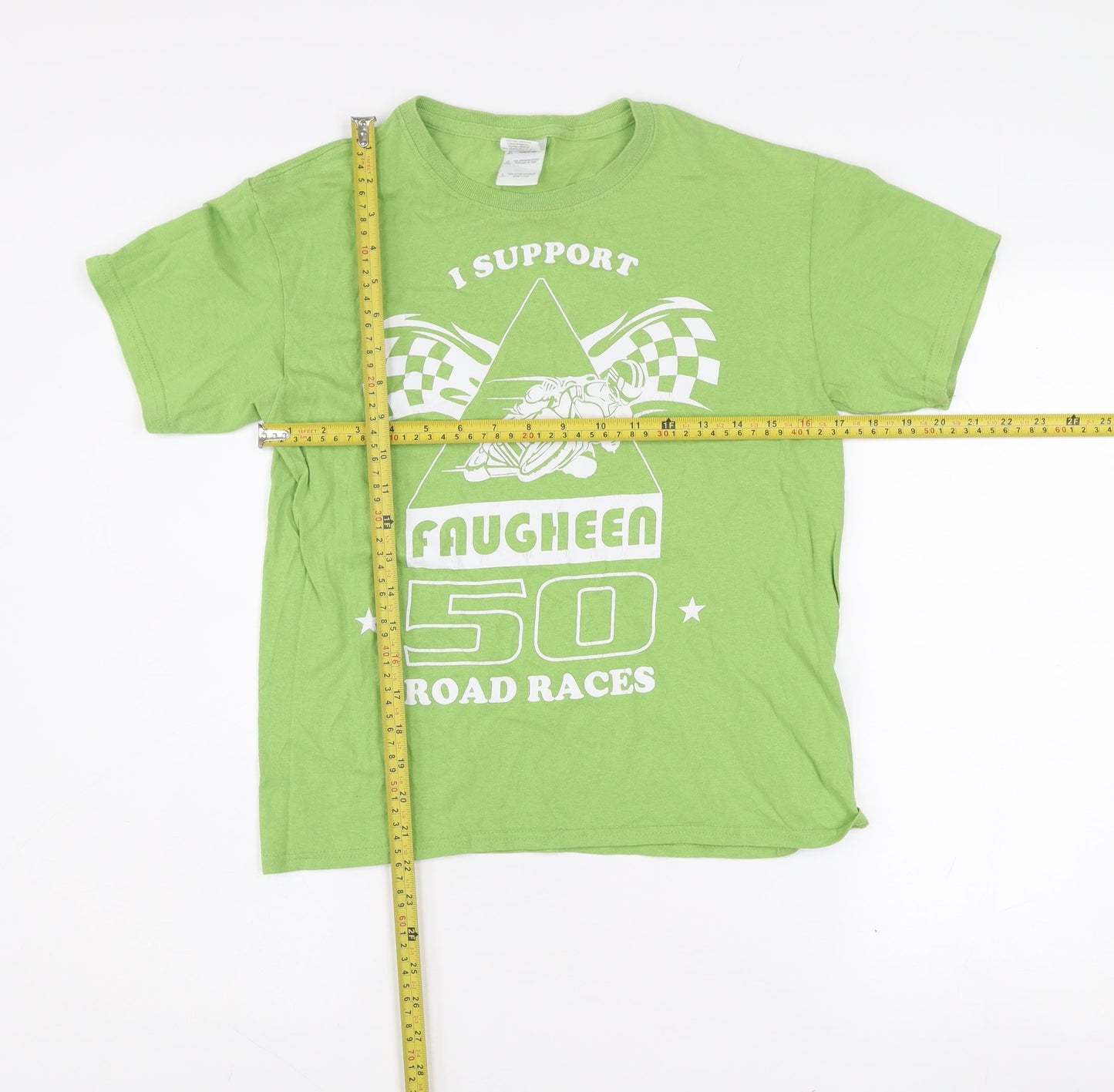 Gildan Boys Green Faugheen 50 Road Races Cotton Graphic T-Shirt L