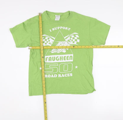 Gildan Boys Green Faugheen 50 Road Races Cotton Graphic T-Shirt L
