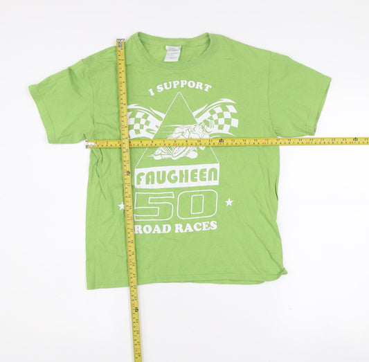 Gildan Boys Green Faugheen 50 Road Races Cotton Graphic T-Shirt L