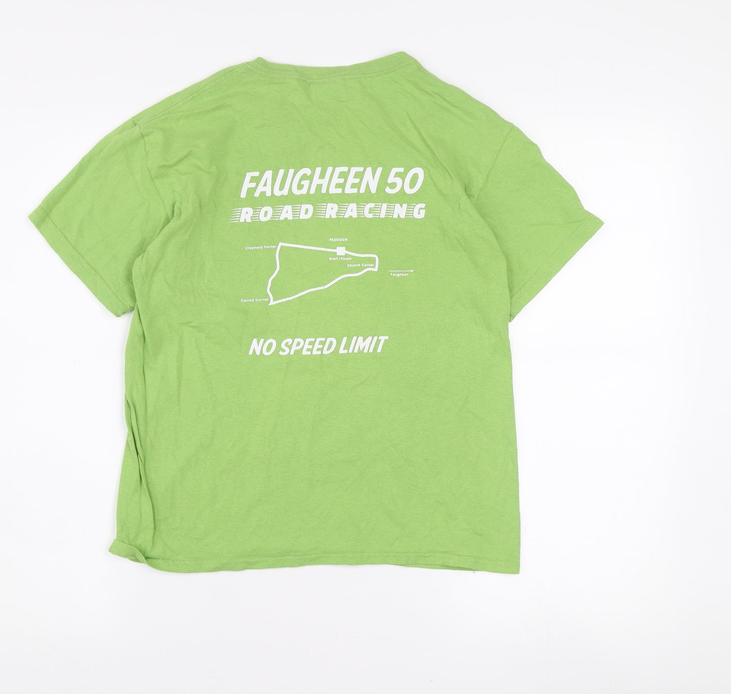 Gildan Boys Green Faugheen 50 Road Races Cotton Graphic T-Shirt L