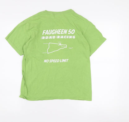 Gildan Boys Green Faugheen 50 Road Races Cotton Graphic T-Shirt L