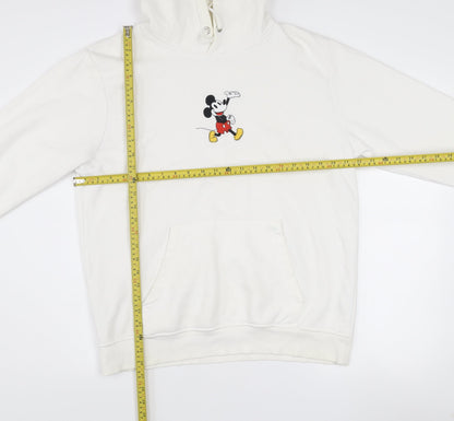 Disney Women White Mickey Mouse Pullover Hoodie Size L