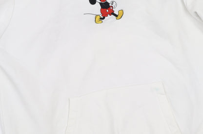 Disney Women White Mickey Mouse Pullover Hoodie Size L