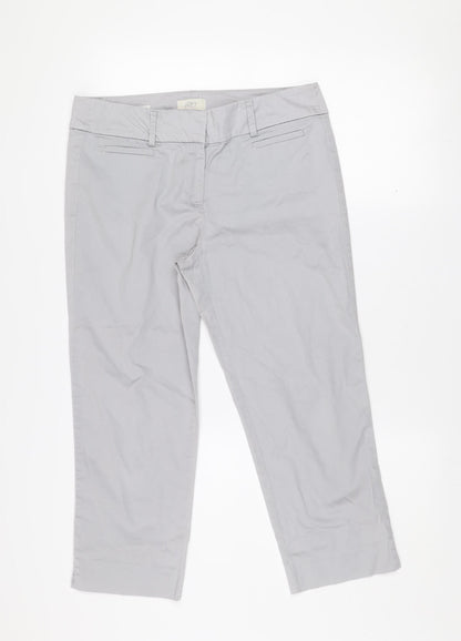 LOFT Women Grey Original Crop Twill Trousers Size 8 Regular