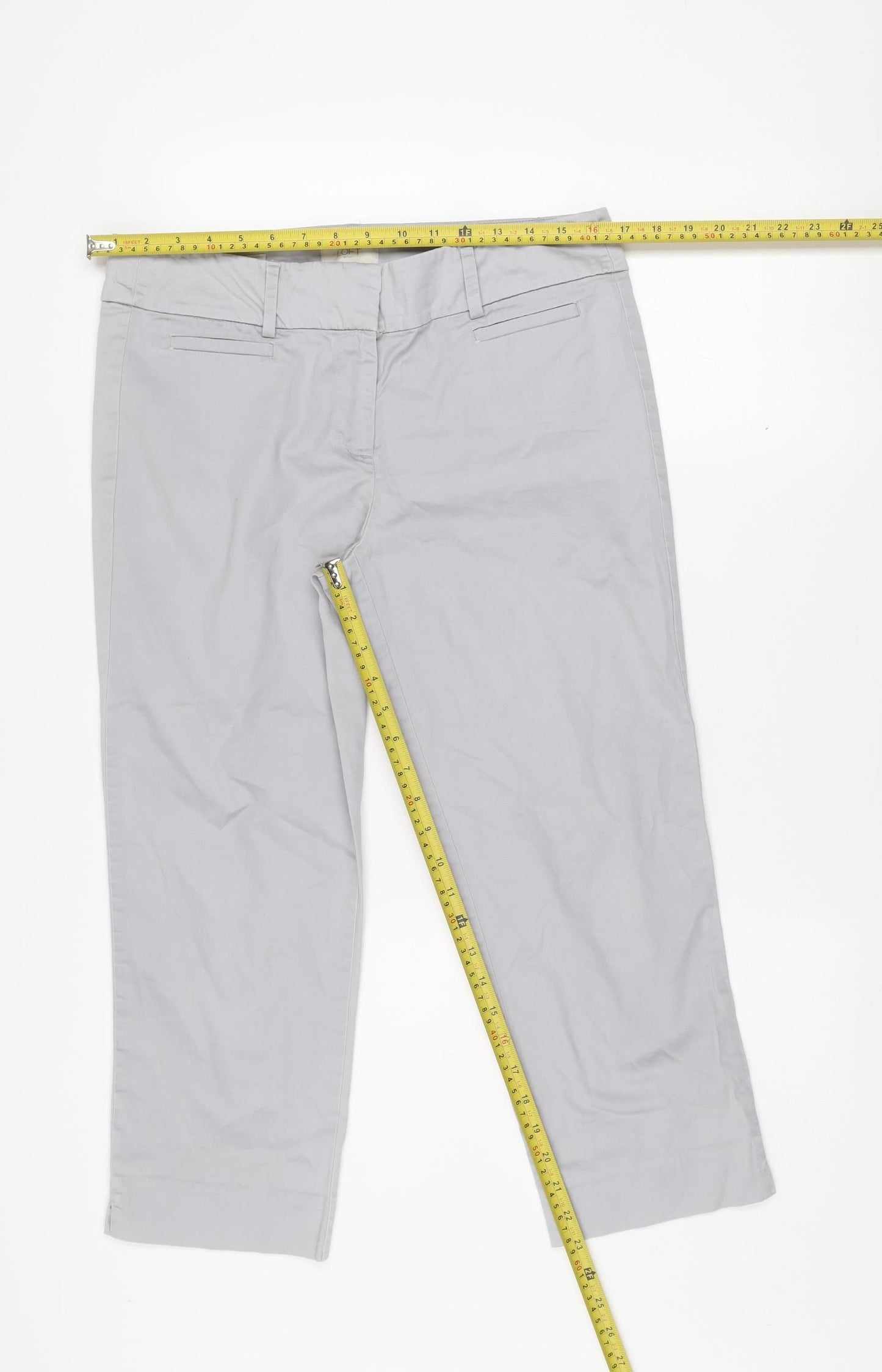 LOFT Women Grey Original Crop Twill Trousers Size 8 Regular