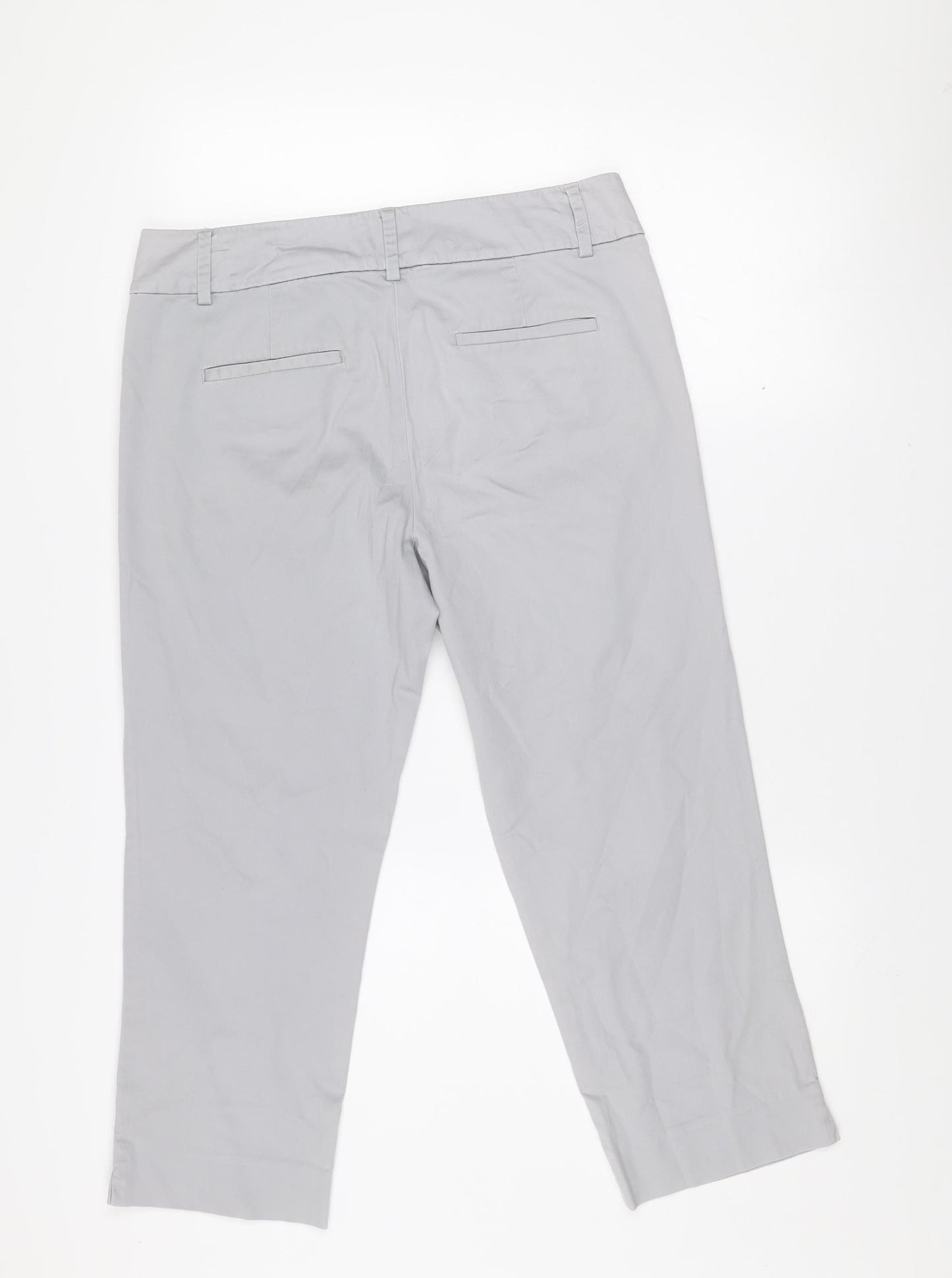 LOFT Women Grey Original Crop Twill Trousers Size 8 Regular