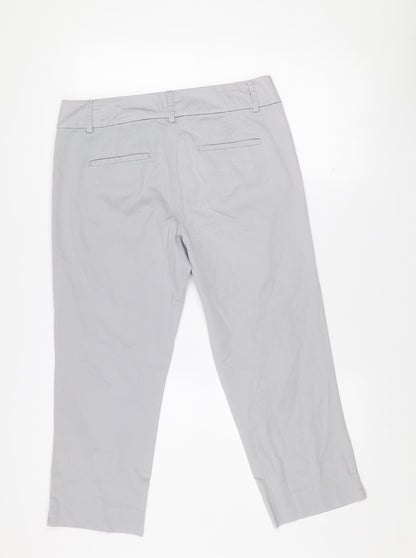 LOFT Women Grey Original Crop Twill Trousers Size 8 Regular