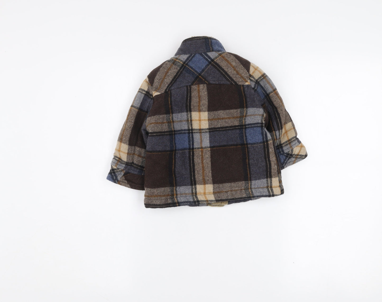 United Colors of Benetton Boys Brown Check Wool Blend Coat 12-18 Months