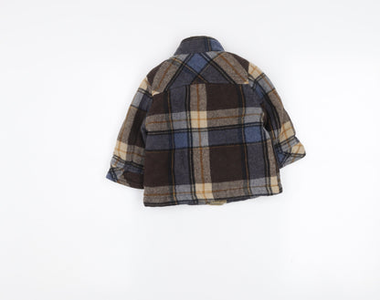 United Colors of Benetton Boys Brown Check Wool Blend Coat 12-18 Months