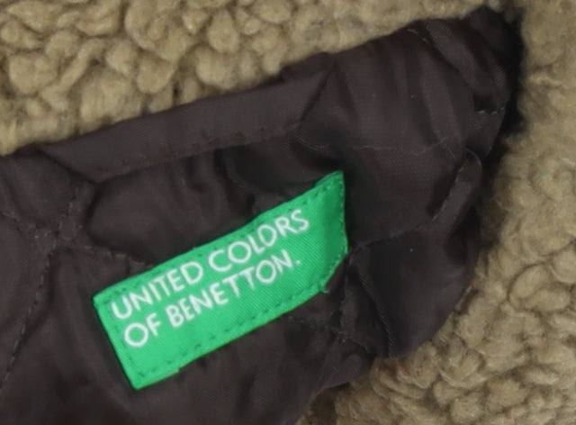 United Colors of Benetton Boys Brown Check Wool Blend Coat 12-18 Months