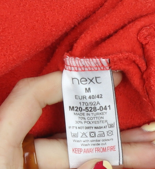 Next Men’s Red Pullover Hoodie Size M Fleece Cotton Blend