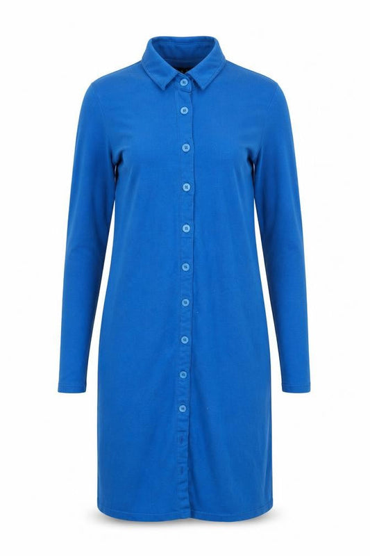 Motel Women’s Blue Shirt Dress Long Sleeve Button Collared S