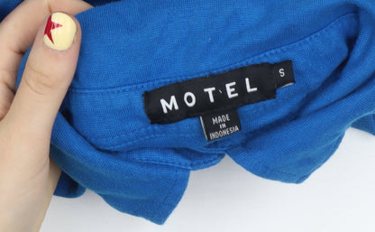 Motel Women’s Blue Shirt Dress Long Sleeve Button Collared S