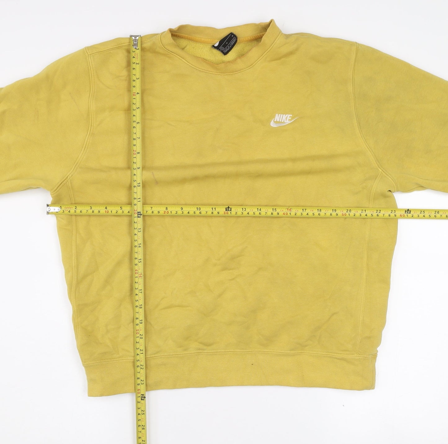 Nike Women's Yellow Crew Neck Pullover Sweatshirt M Cotton Blend