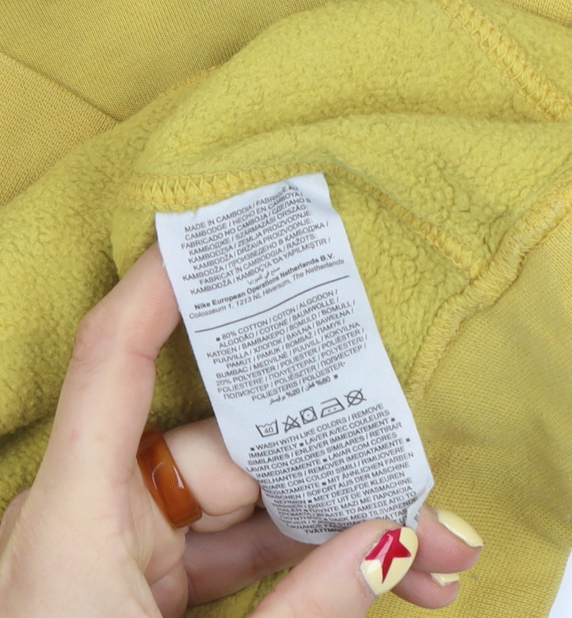 Nike Women's Yellow Crew Neck Pullover Sweatshirt M Cotton Blend