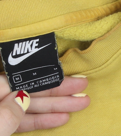Nike Women's Yellow Crew Neck Pullover Sweatshirt M Cotton Blend