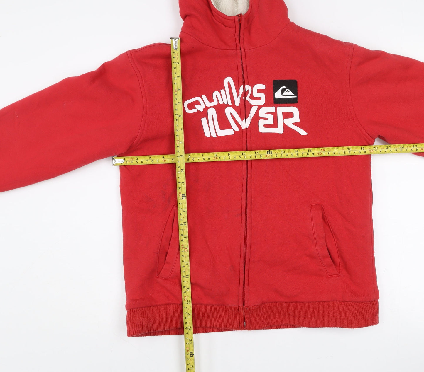 Quiksilver Boys Red Sherpa-Lined Hooded Full Zip Jacket 14 Years