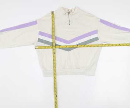 ASOS Women’s Ivory 1/4 Zip Sweatshirt UK 6 Cotton Blend Stripe Style
