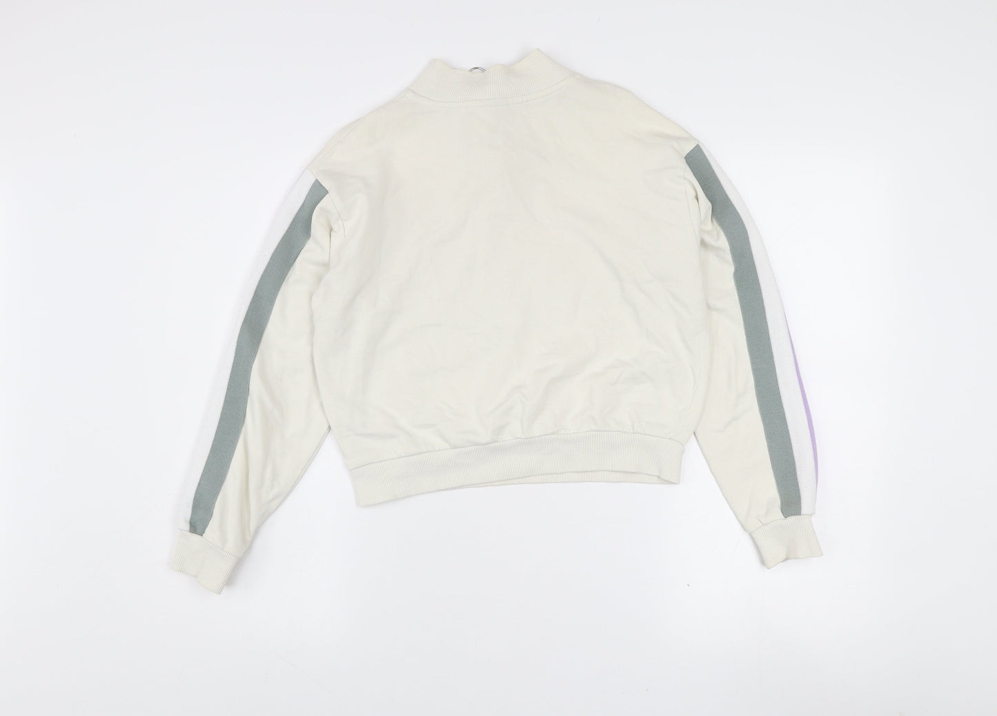 ASOS Women’s Ivory 1/4 Zip Sweatshirt UK 6 Cotton Blend Stripe Style