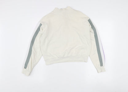 ASOS Women’s Ivory 1/4 Zip Sweatshirt UK 6 Cotton Blend Stripe Style