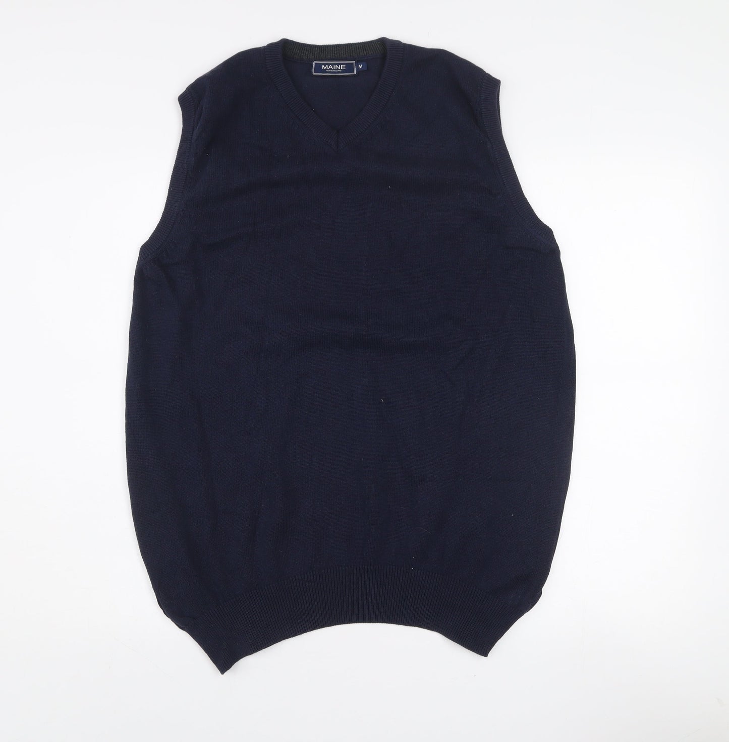 Maine New England Mens Navy Blue Cotton V-Neck Vest M