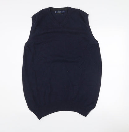 Maine New England Mens Navy Blue Cotton V-Neck Vest M