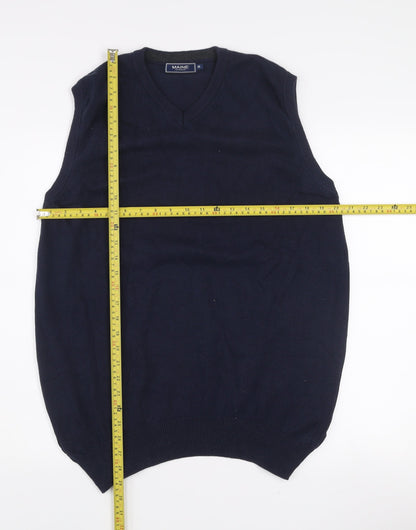 Maine New England Mens Navy Blue Cotton V-Neck Vest M