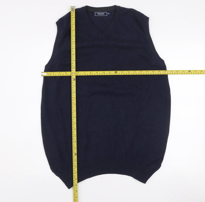 Maine New England Mens Navy Blue Cotton V-Neck Vest M