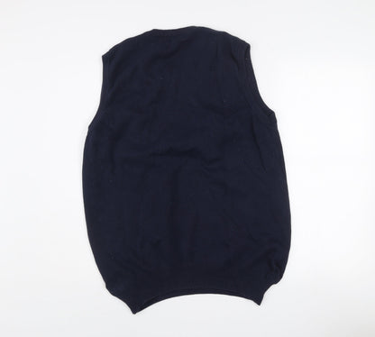 Maine New England Mens Navy Blue Cotton V-Neck Vest M