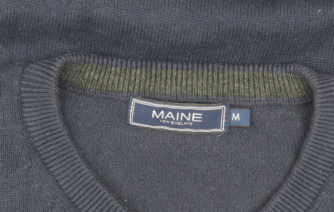 Maine New England Mens Navy Blue Cotton V-Neck Vest M
