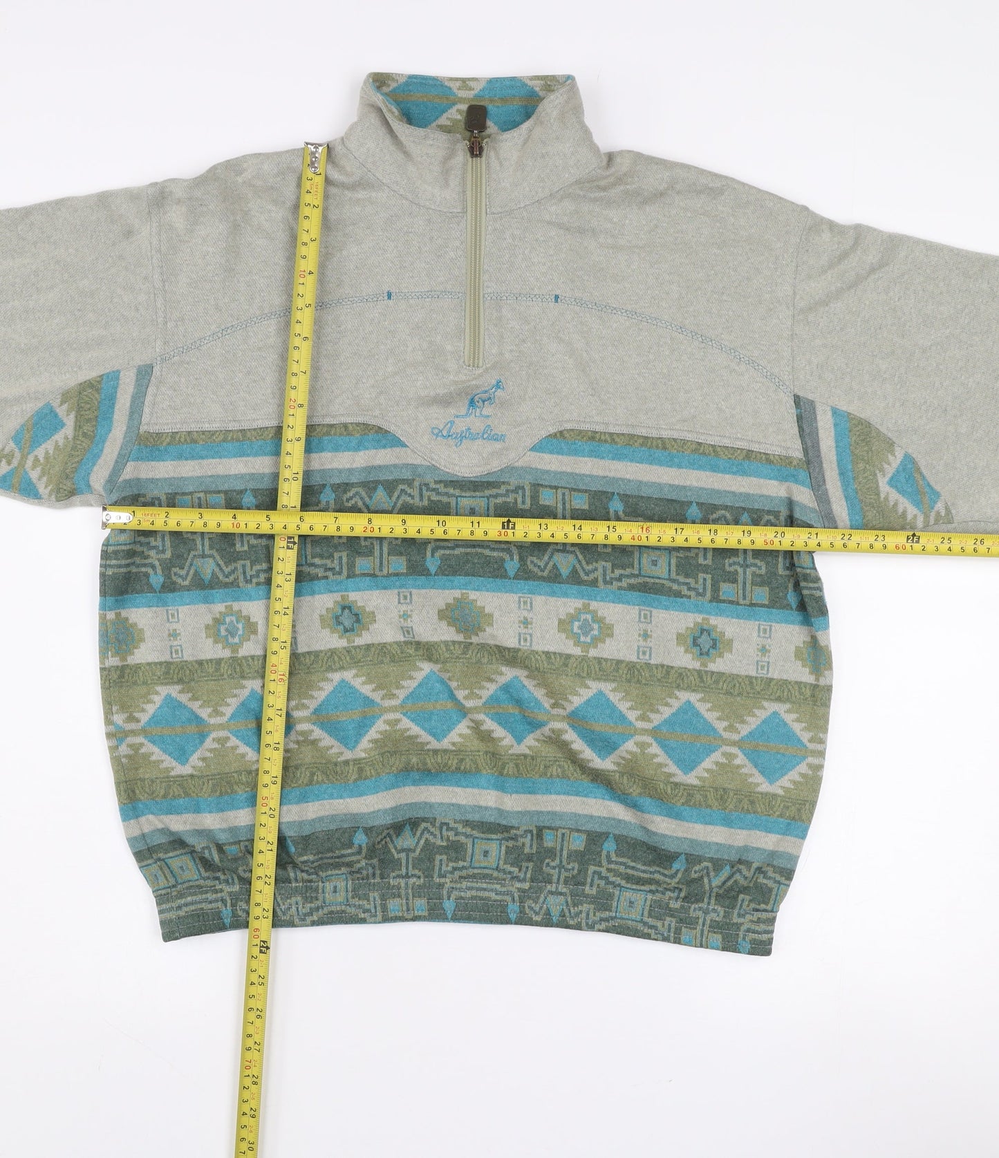 L'Alpina Mens Grey Aztec 1/4 Zip Sweatshirt Size S Made in Italy