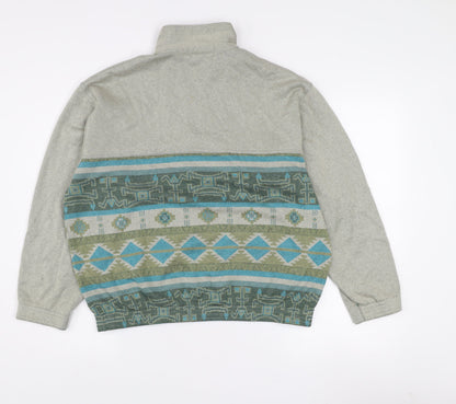 L'Alpina Mens Grey Aztec 1/4 Zip Sweatshirt Size S Made in Italy