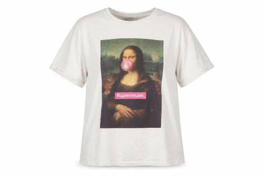 Stradivarius Women’s White Art Print Supermuse T-Shirt Size 12