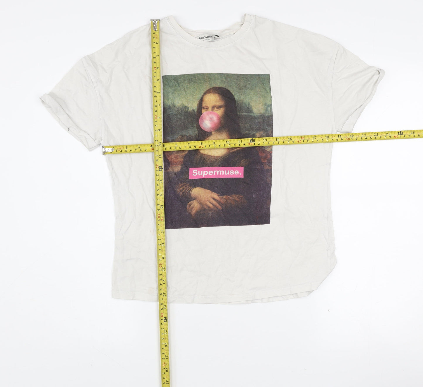 Stradivarius Women’s White Art Print Supermuse T-Shirt Size 12