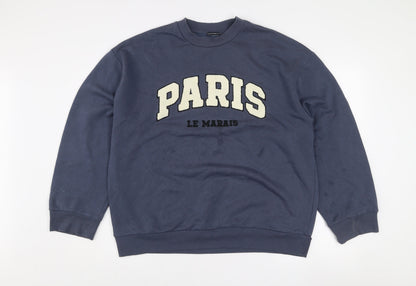 ASOS Design Women's Navy Paris Le Marais Pullover Sweatshirt Size S