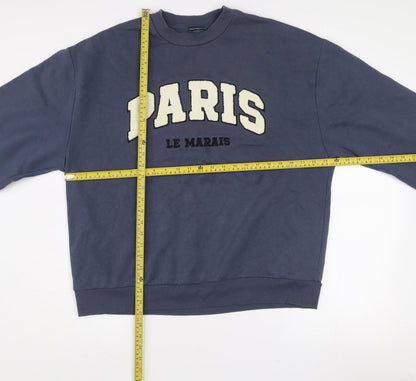 ASOS Design Women's Navy Paris Le Marais Pullover Sweatshirt Size S