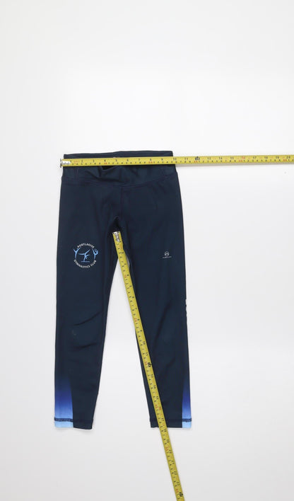 Malley Girls Blue 6-7 Years Ankle Sports Nylon Stretch Leggings