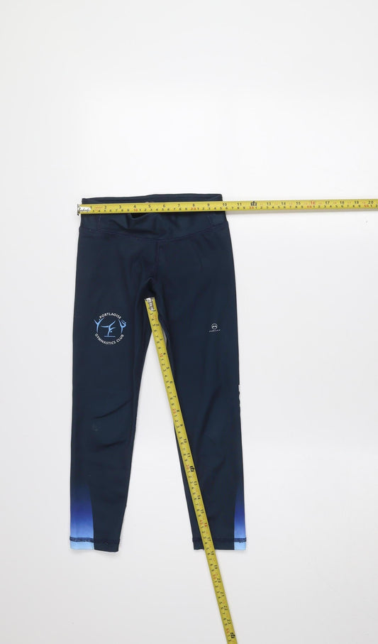 Malley Girls Blue 6-7 Years Ankle Sports Nylon Stretch Leggings