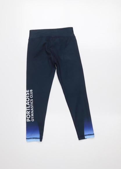 Malley Girls Blue 6-7 Years Ankle Sports Nylon Stretch Leggings