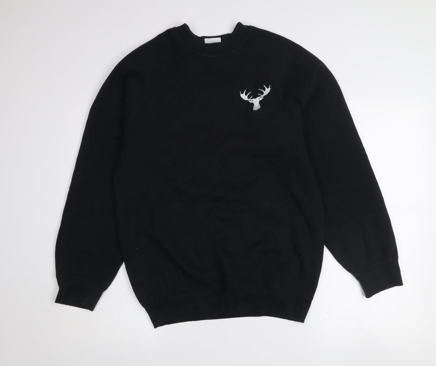 Russell Men's Black Embroidered Crew Neck Pullover Sweatshirt M