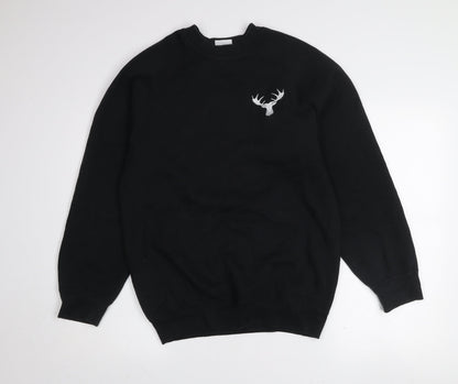 Russell Men's Black Embroidered Crew Neck Pullover Sweatshirt M