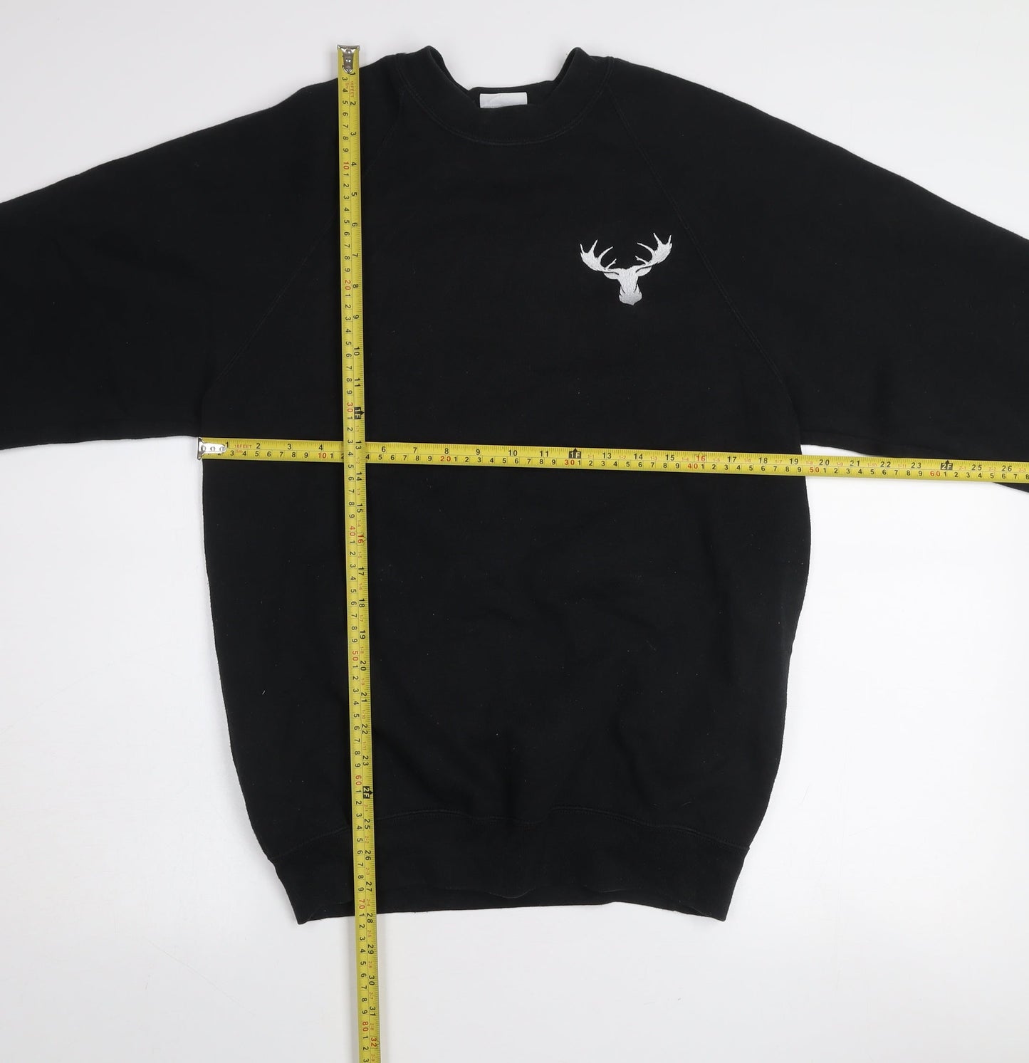 Russell Men's Black Embroidered Crew Neck Pullover Sweatshirt M