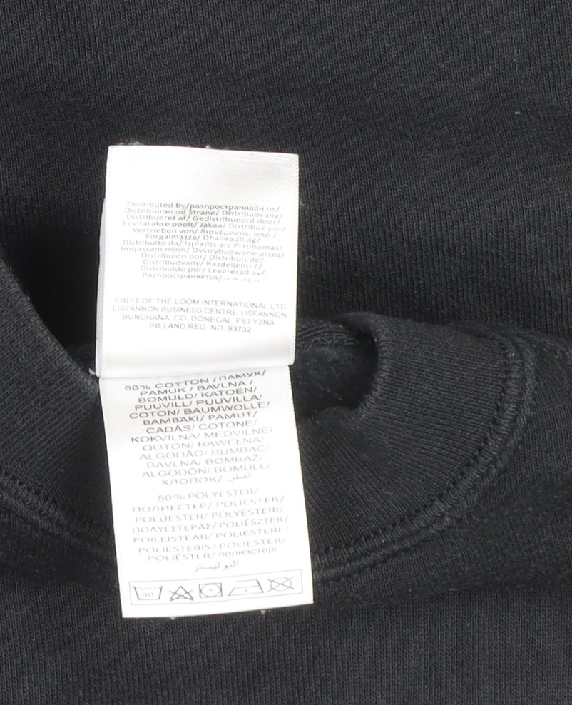 Russell Men's Black Embroidered Crew Neck Pullover Sweatshirt M