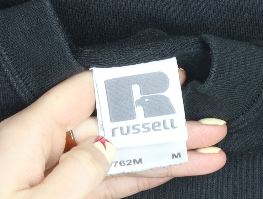 Russell Men's Black Embroidered Crew Neck Pullover Sweatshirt M
