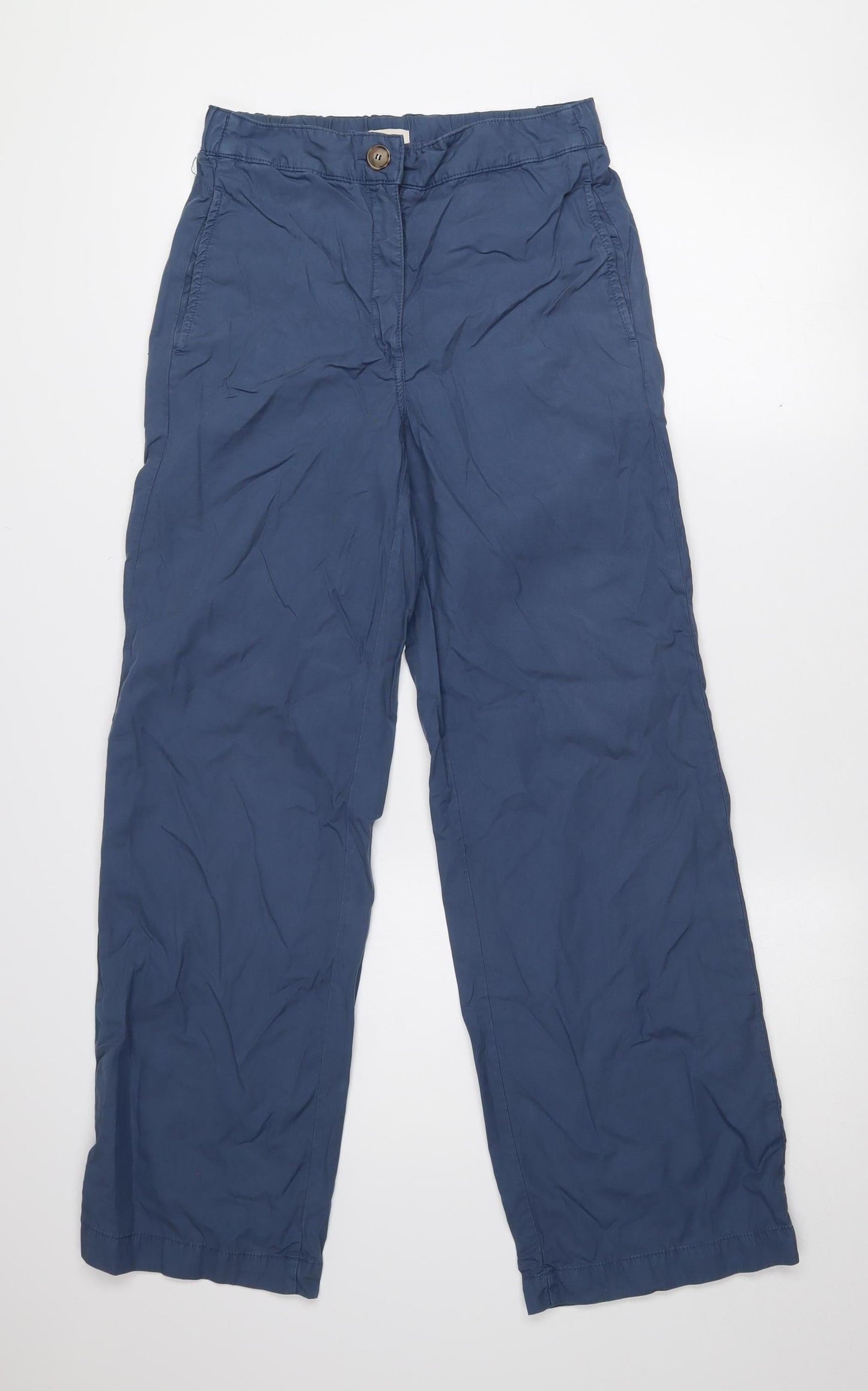 Pablo Women's Blue Size 14 Wide-Leg Cotton Blend Trousers
