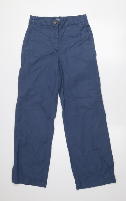 Pablo Women's Blue Size 14 Wide-Leg Cotton Blend Trousers