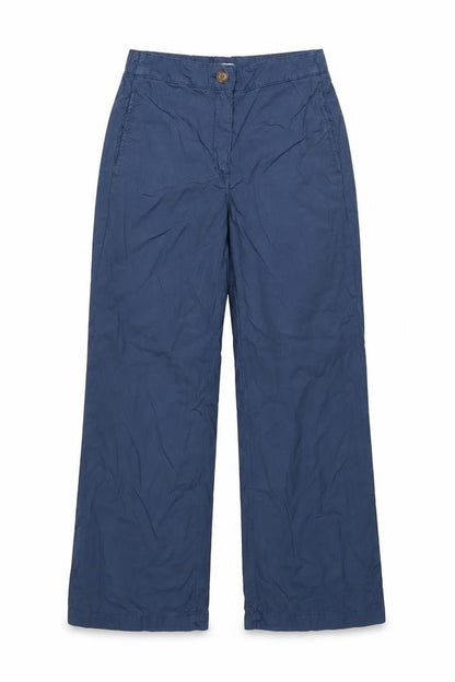 Pablo Women's Blue Size 14 Wide-Leg Cotton Blend Trousers