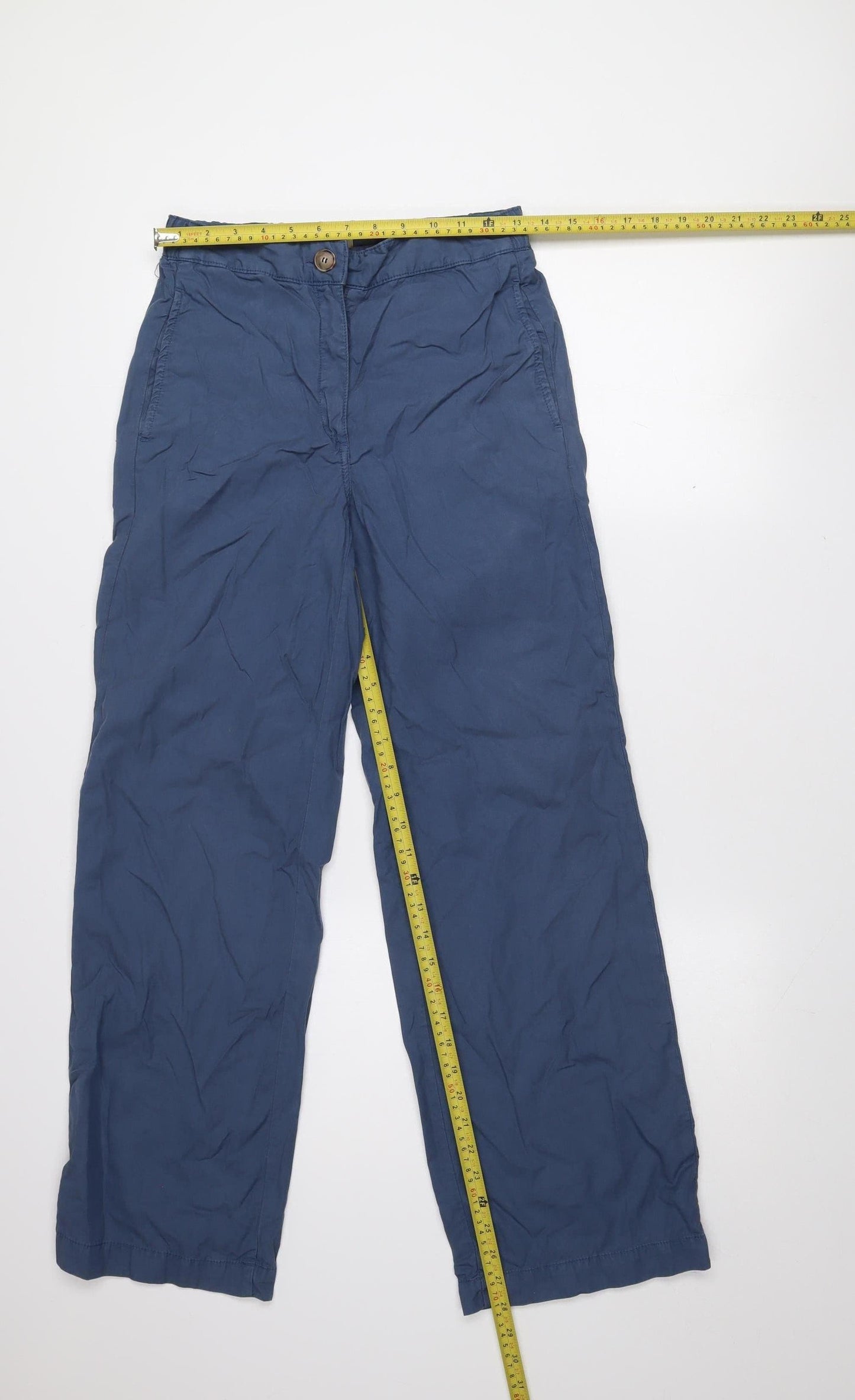 Pablo Women's Blue Size 14 Wide-Leg Cotton Blend Trousers