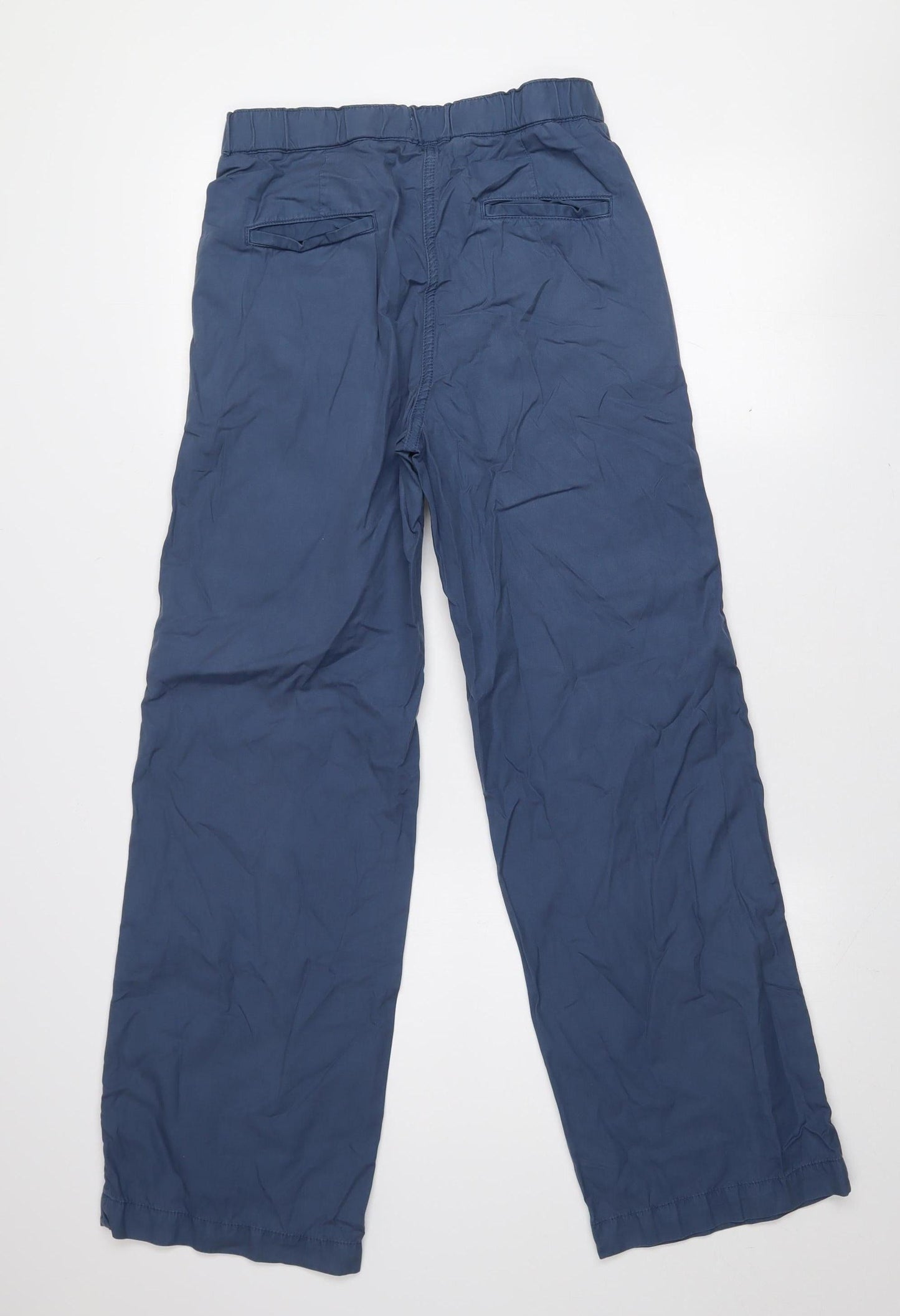 Pablo Women's Blue Size 14 Wide-Leg Cotton Blend Trousers
