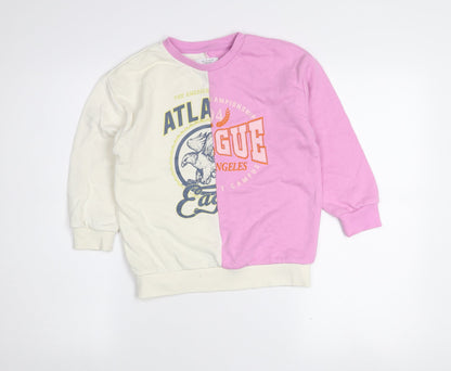 Primark Girls Multicoloured 7-8 Years Colourblock Pullover Sweatshirt